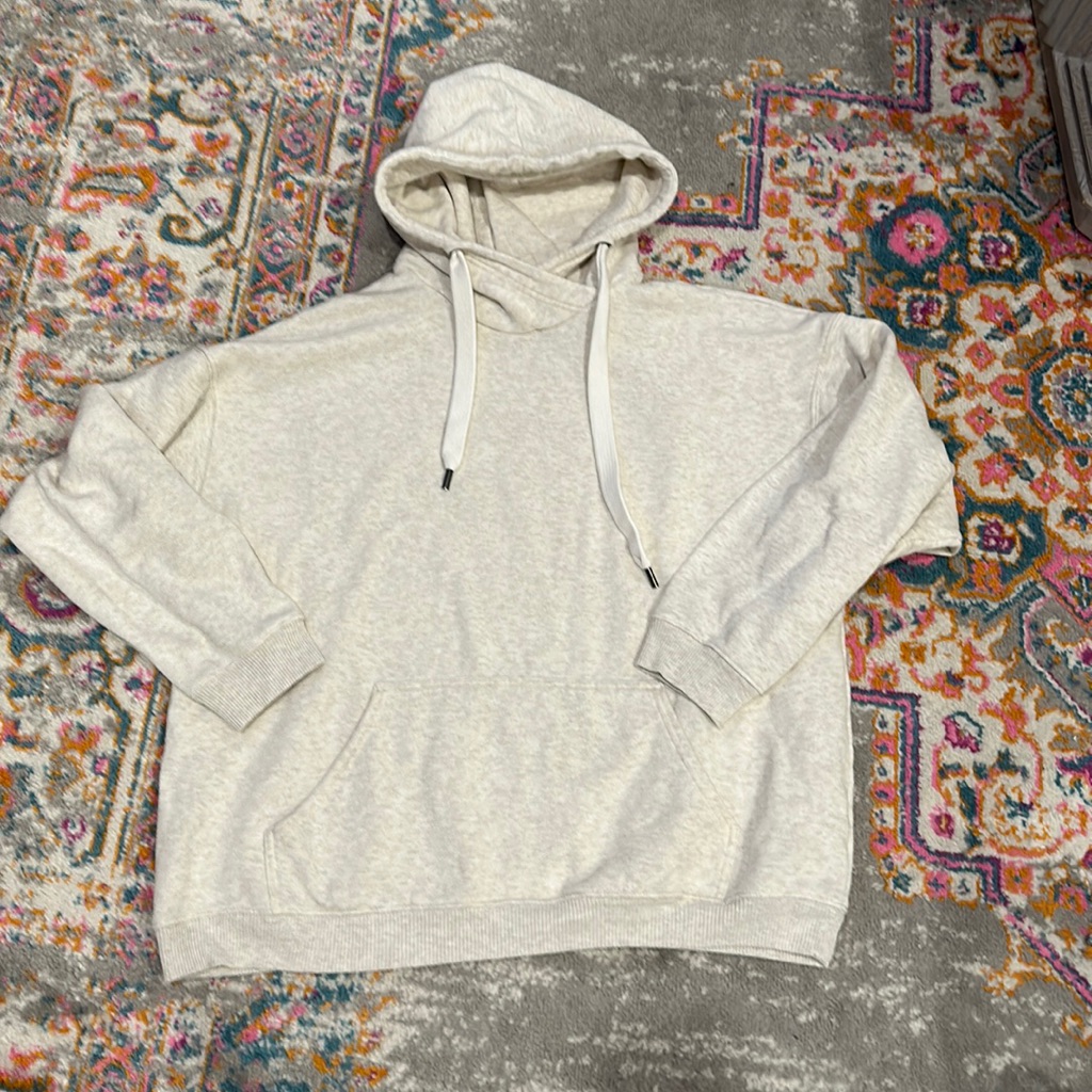 Aerie Cross Neck Hoodie In Heathered Cream Oatmeal